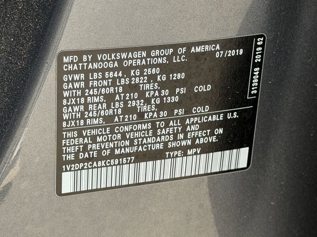 2019 Volkswagen Atlas 2.0T SE