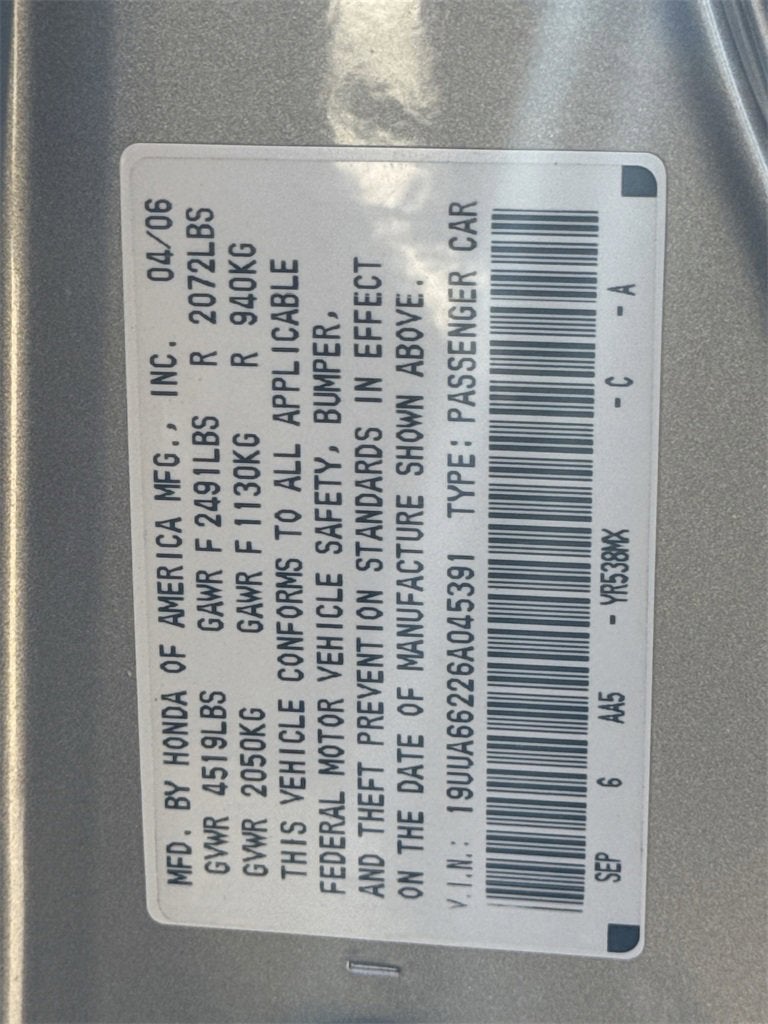 2006 Acura TL 4dr Sdn AT