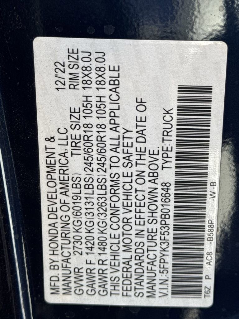 2023 Honda Ridgeline RTL